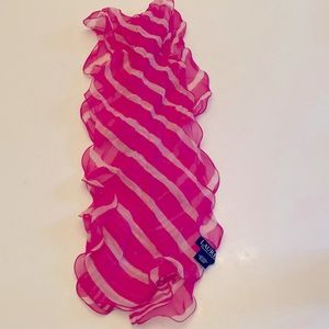 Ruffled Ralph Lauren 100% silk fuchsia pink scarf